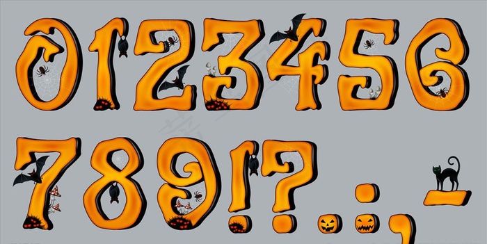 万圣节数字EPS分层图片