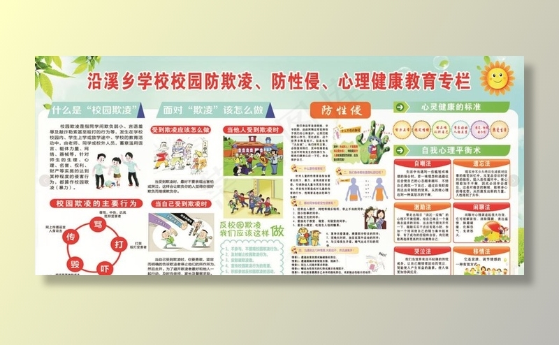 学校校园防欺凌 防性侵 心理健图片cdr矢量模版下载