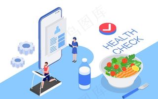 2.5D立体健康饮食运动图片
