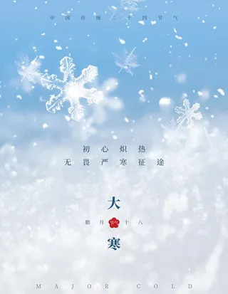 大寒小寒雪花雪景雪地冰晶海报图片