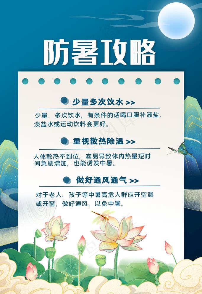 夏季防暑攻略知识海报图片psd模版下载