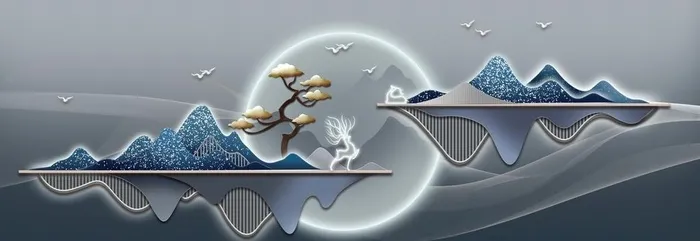 简约麋鹿玄关装饰画 图片(9449x3543)psd模版下载