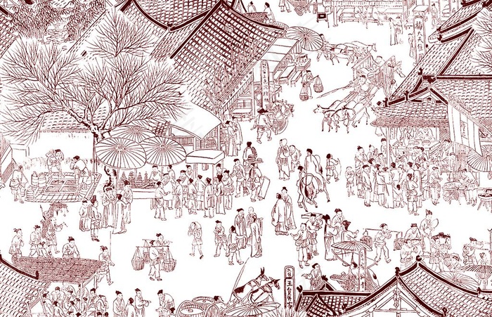 清明上河图图片psd模版下载