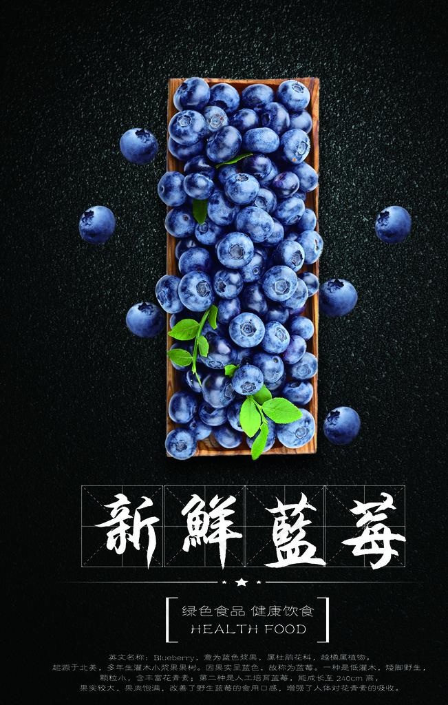 蓝莓海报图片psd模版下载