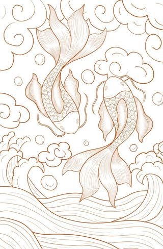 锦鲤  金鱼插画  国潮素材 图片