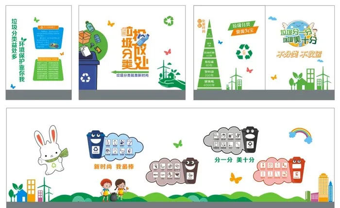 垃圾分类手绘墙图片cdr矢量模版下载