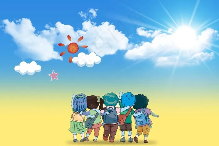 放学上学路上图片psd模版下载