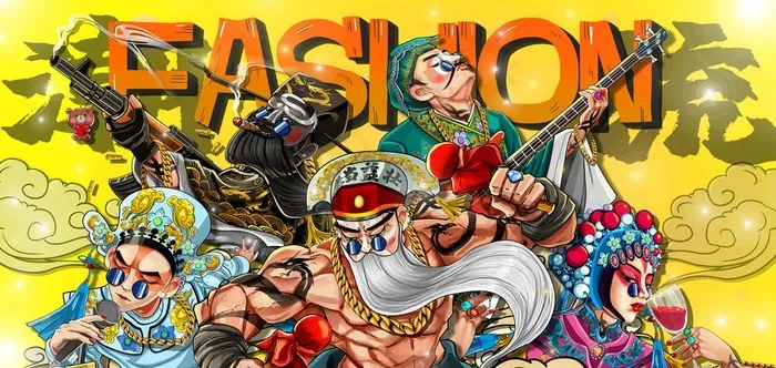 国潮京剧漫画图片(6299x3188)psd模版下载