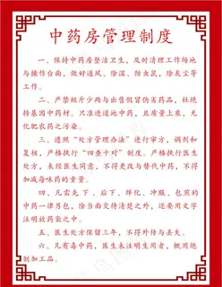 中药房管理制度牌 简介 大气图片