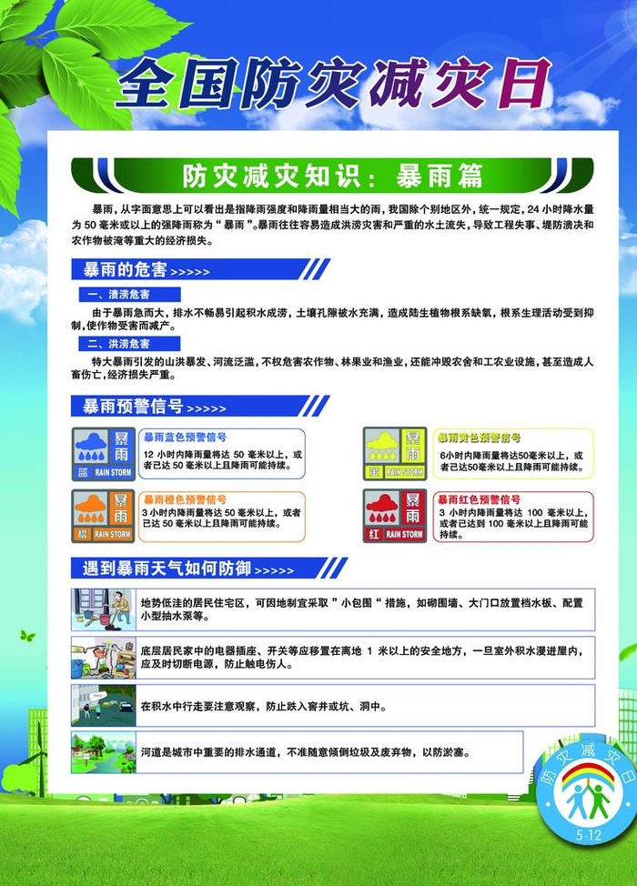 全国防灾减灾日展板图片(3543x4724)psd模版下载