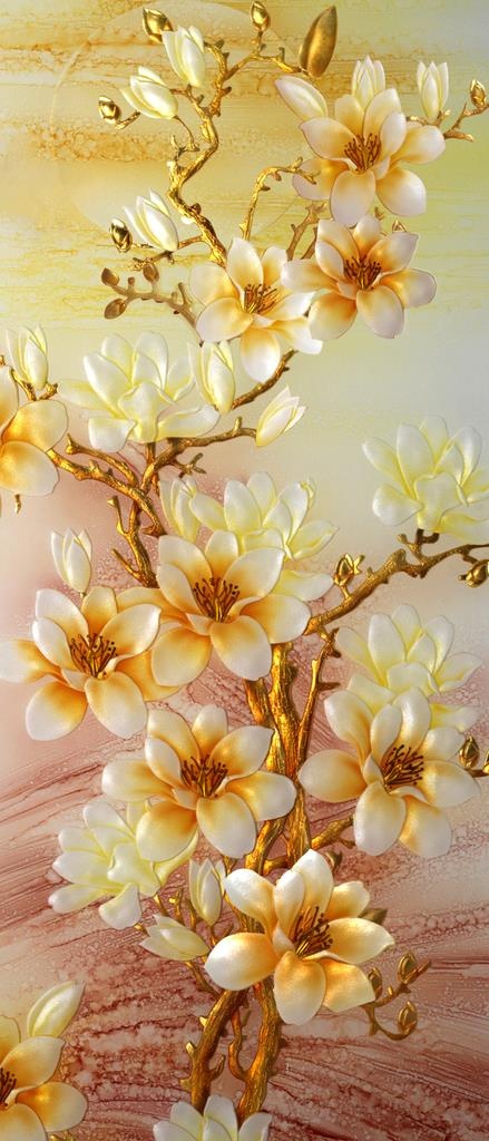 立体玉兰花玄关画图片(2608X5669(DPI:72))psd模版下载
