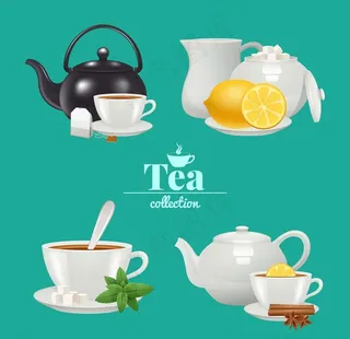 茶壶茶杯矢量创意素材图片