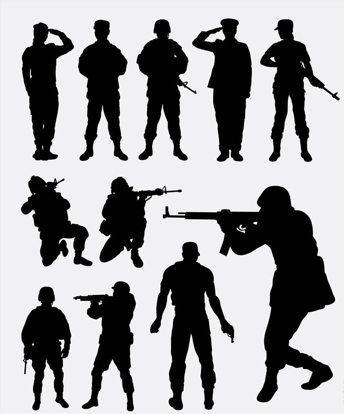 士兵剪影矢量图片ai矢量模版下载