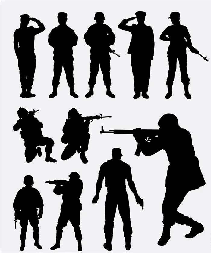士兵剪影矢量图片ai矢量模版下载