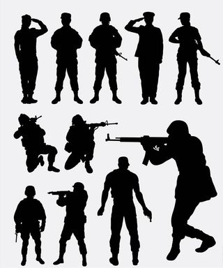 士兵剪影矢量图片