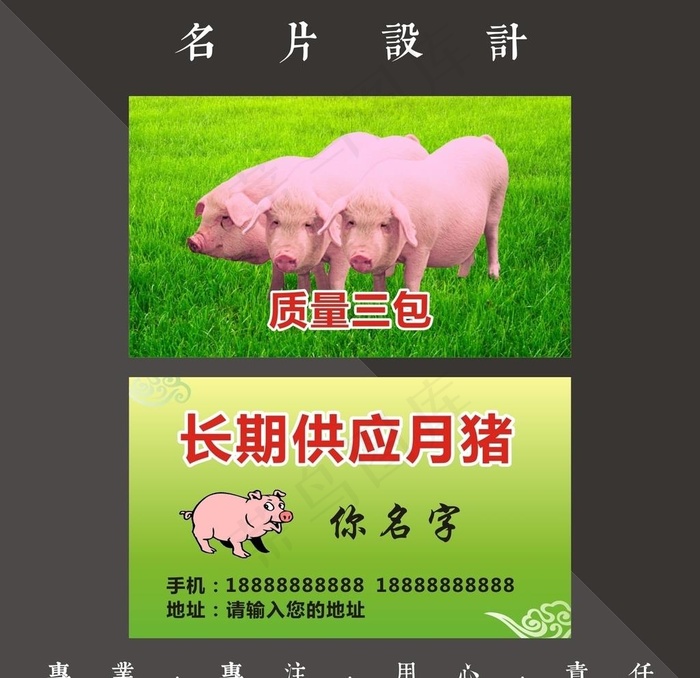 月猪名片图片