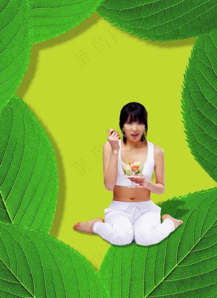 美女瑜伽图片psd模版下载