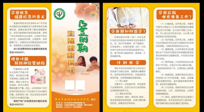 孕前期生殖健康保健对折页图片