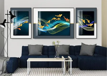 飘带九鱼图装饰画图片