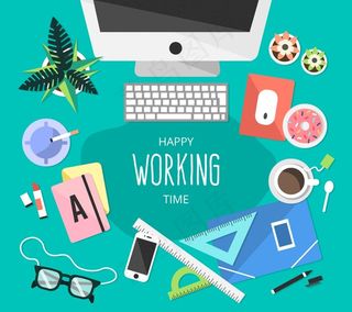 创意办公桌物品俯视图矢量素材图片