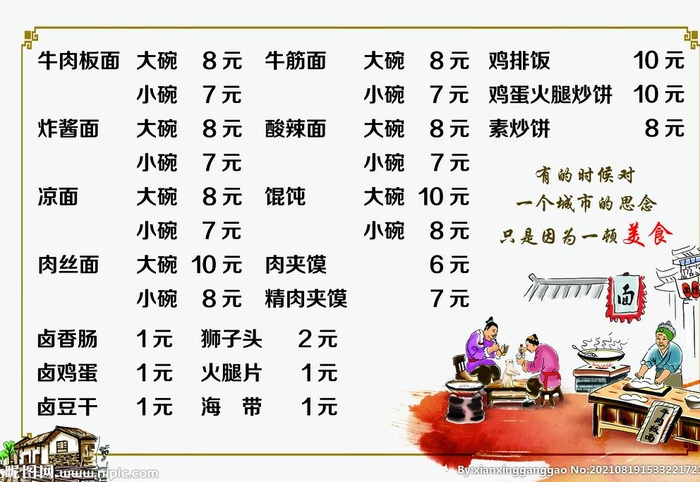 牛肉板面价格表图片(4252x2835)psd模版下载