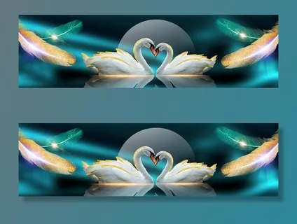 中式横幅装饰画唯美天鹅图片