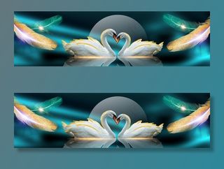 中式横幅装饰画唯美天鹅图片