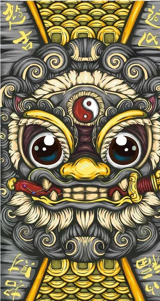 国潮招财纳福插画图片