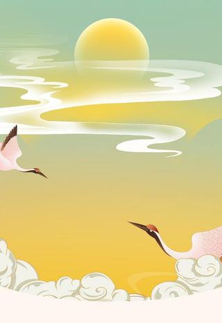 国潮手绘插画海报背景图片