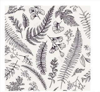 植物花朵树叶四方连续底纹图片