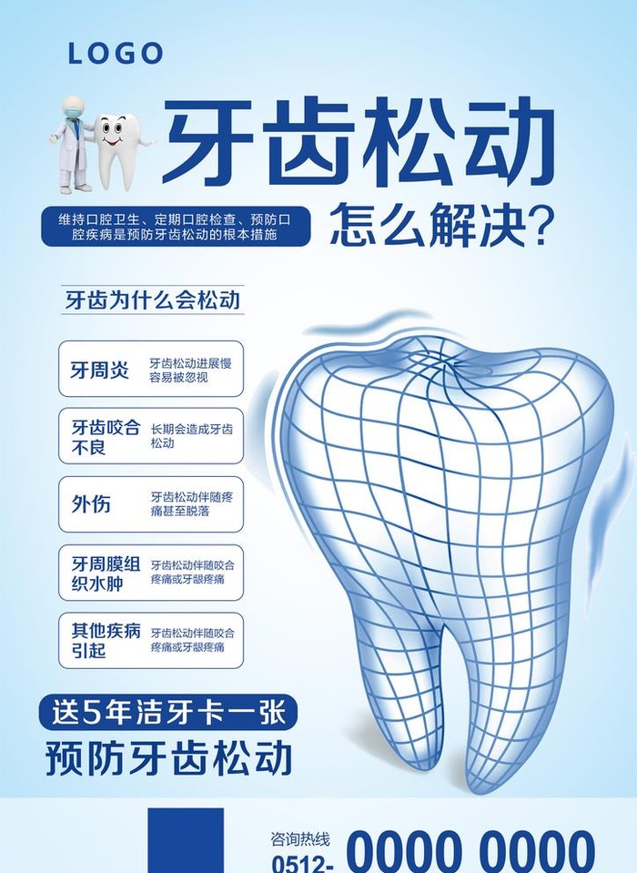 口腔医院口腔科牙齿松动科普海报图片(2480x3508)psd模版下载