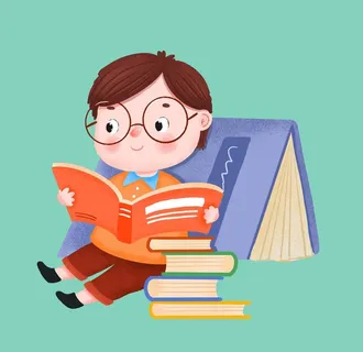卡通看书儿童图片