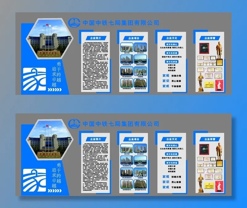中铁七局企业文化墙图片cdr矢量模版下载