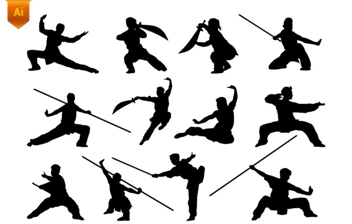 武术人物剪影图片