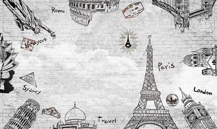 欧式复古建筑背景墙图片