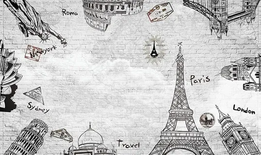 欧式复古建筑背景墙图片