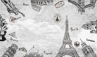 欧式复古建筑背景墙图片