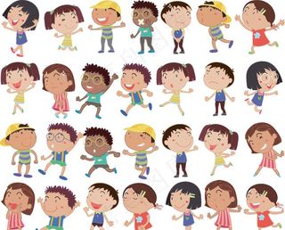 卡通儿童动作矢量图片