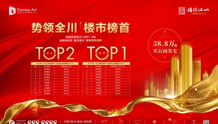 红色地产金色建筑TOP排行榜图片(5906x3543)psd模版下载