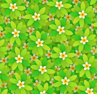 手绘绿叶花卉背景图片