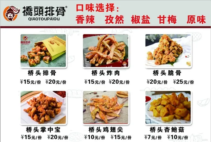 桥头排骨价目,炸排骨,炸鸡柳,炸物(3508x2480)psd模版下载