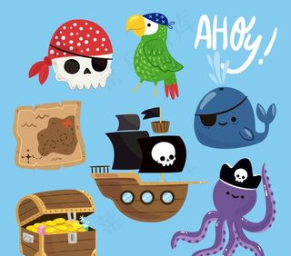 卡通海盗元素矢量图片
