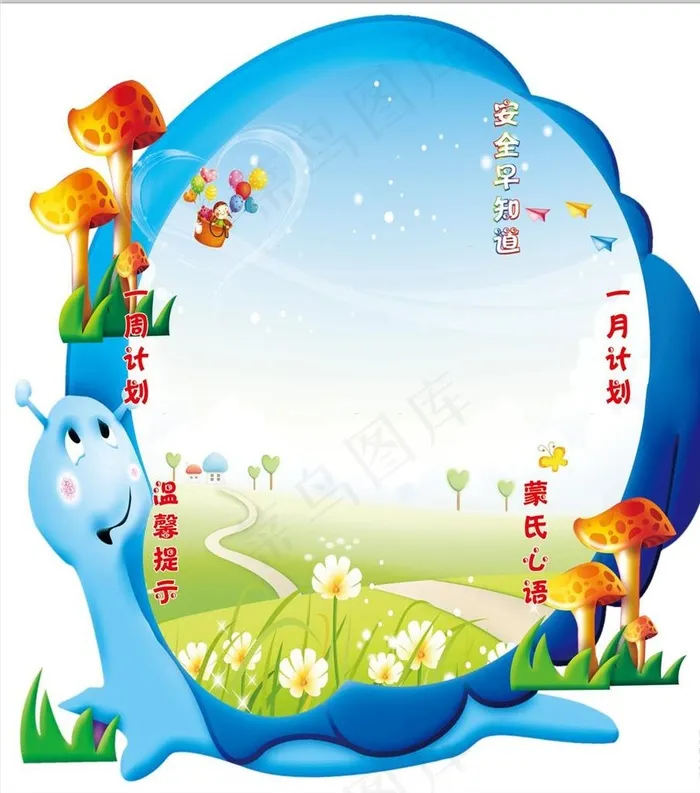 幼儿园安全早知道周计划异型展板图片(6496x7087)psd模版下载