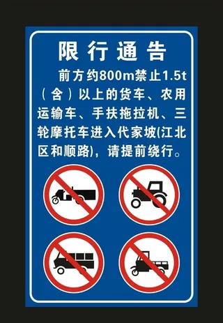 限行通告 标识标牌图片