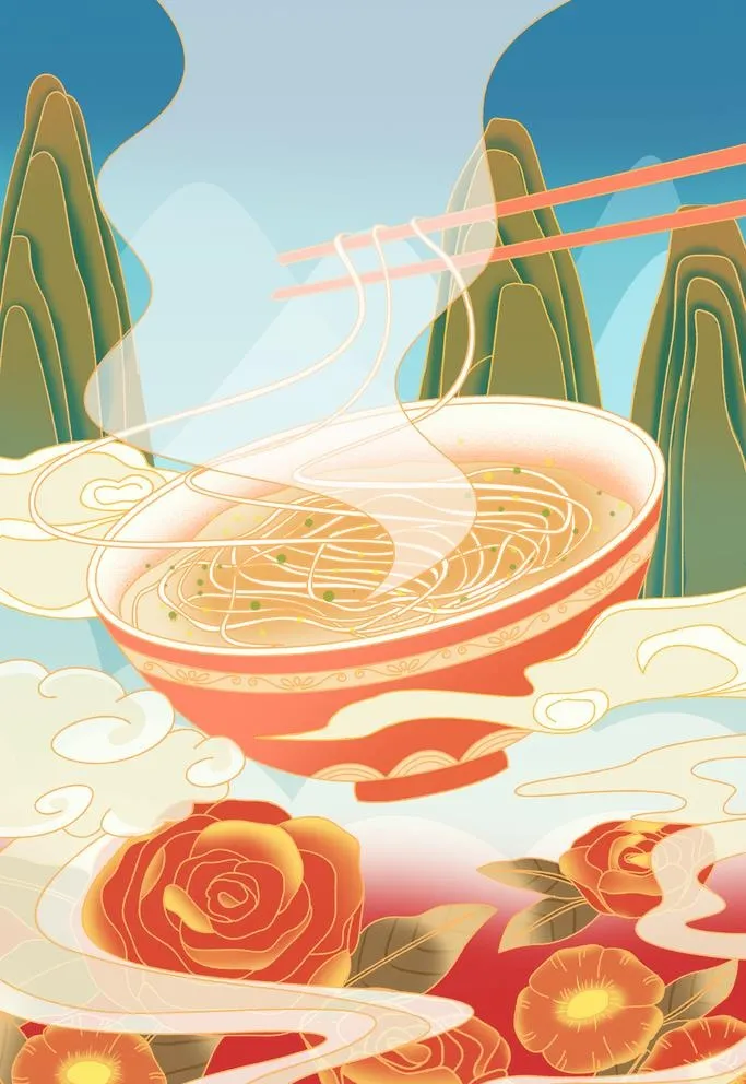美食面条插画图片(1701x2551)psd模版下载