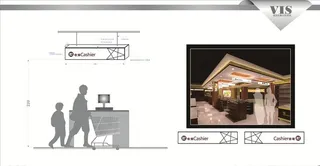 超市收银区效果图及灯箱图片