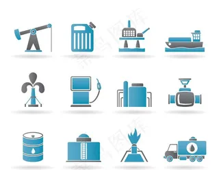 蓝色石油开采加工使用图标图片