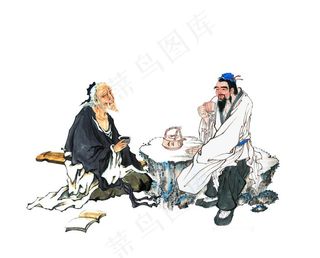 古代老人喝茶图片