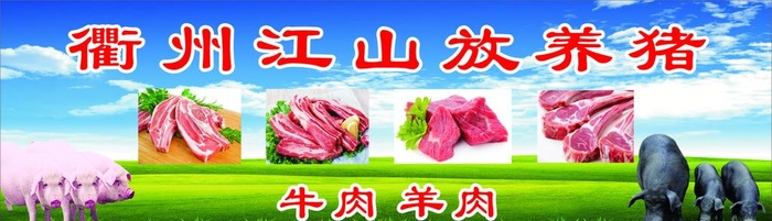 放养猪  猪肉图片cdr矢量模版下载