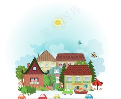 卡通村庄图片